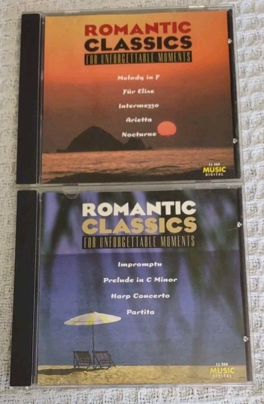 Two Vintage 1994 CD’s: Romantic Classics For Unforgettable Moments. Collectable