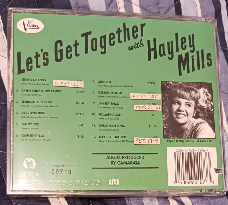 Let's Get Together with Hayley Mills (CD, Disney, 1998) - case wear/cut/stickers gallery