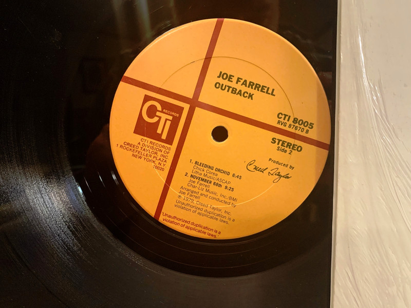 JOE FARRELL OUTBACK LP CTI RECORDS JAZZ RE RVG ELVIN JONES/COREA AIRTO CLEAN! gallery