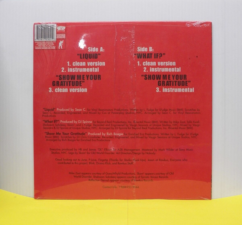 12" Single L-Fudge Liquid/What If?/Show Me Your Gratitude 1998 Rawkus RWK 145 gallery