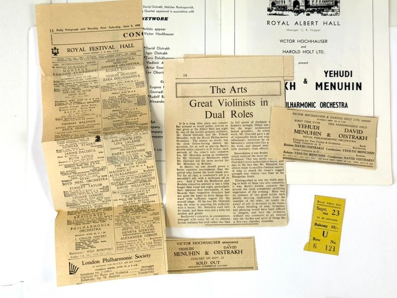 Yehudi Menuhin Concert Attendance Archive 15 Programmes Tickets Reviews 1961-67 gallery