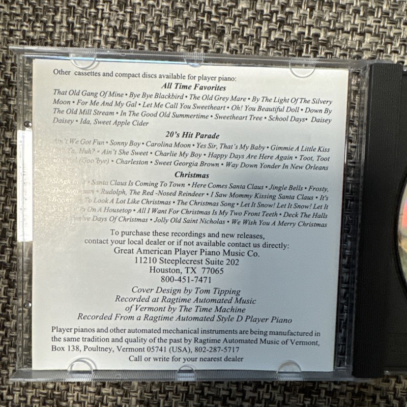 Player Piano Ragtime CD *RARE* 1992 Great American Player Piano Music gallery