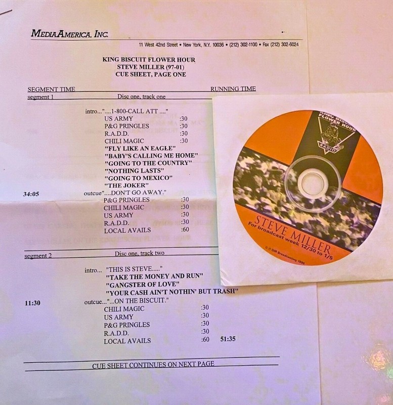 RADIO SHOW 12/30/96 KBFH: STEVE MILLER w/10 LIVE HITS BEACON THEATER, NEW YORK