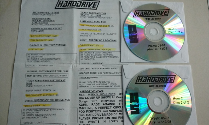 Velvet Revolver Strata Shinedown HARDDRIVE w/Lou Brutus 2 cd radio show 2/13/05