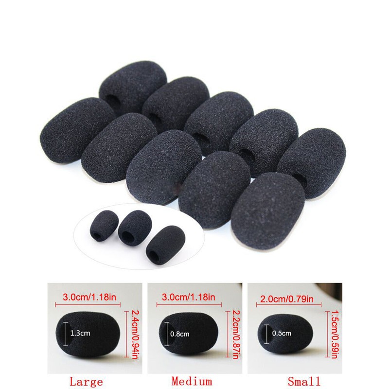 Microphone Sponge Foam Windscreen Cover Headset Foam Cover Cap Mic Cover 10pcs