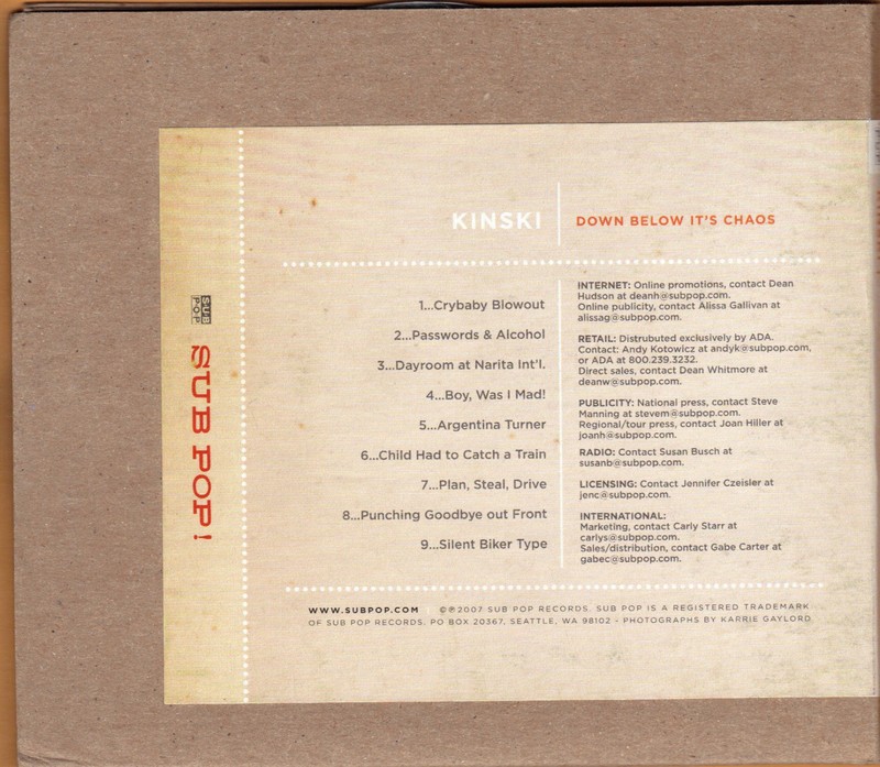 Kinksi Down "Below It's Chaos" Sub Pop Advance CD Promo BALLARD50 gallery