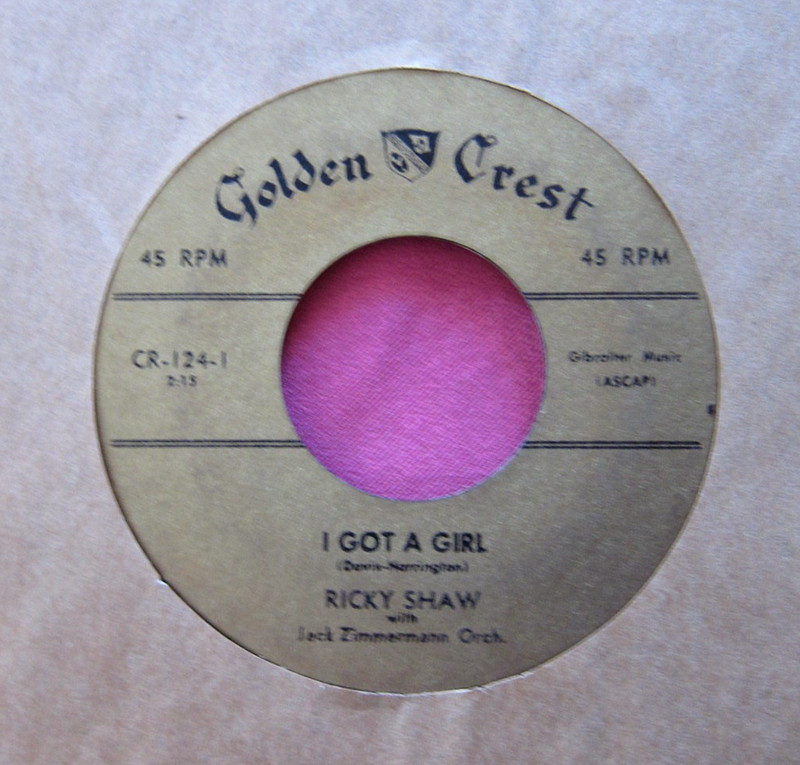 RICKY SHAW – I Got a Girl / Starlight Starbright – clean 45 rpm Golden Crest 124